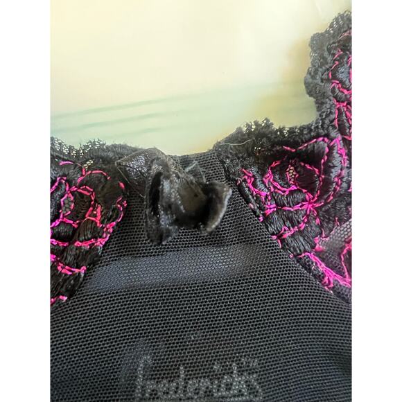 Fredricks Of Hollywood Black Underwire Semi Sheer Slip With Purple Embroidery - Picture 5 of 5